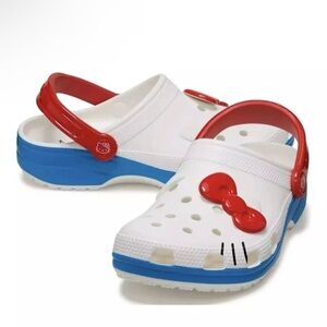 Hello Kitty White and Red Crocs W11 NWT